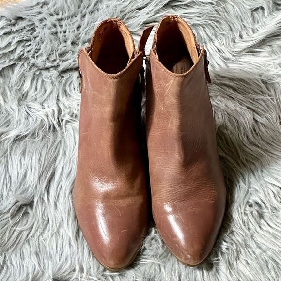 Frye Brown Heeled Boots with Chunky Heel and Open Toe - Picture 3 of 10
